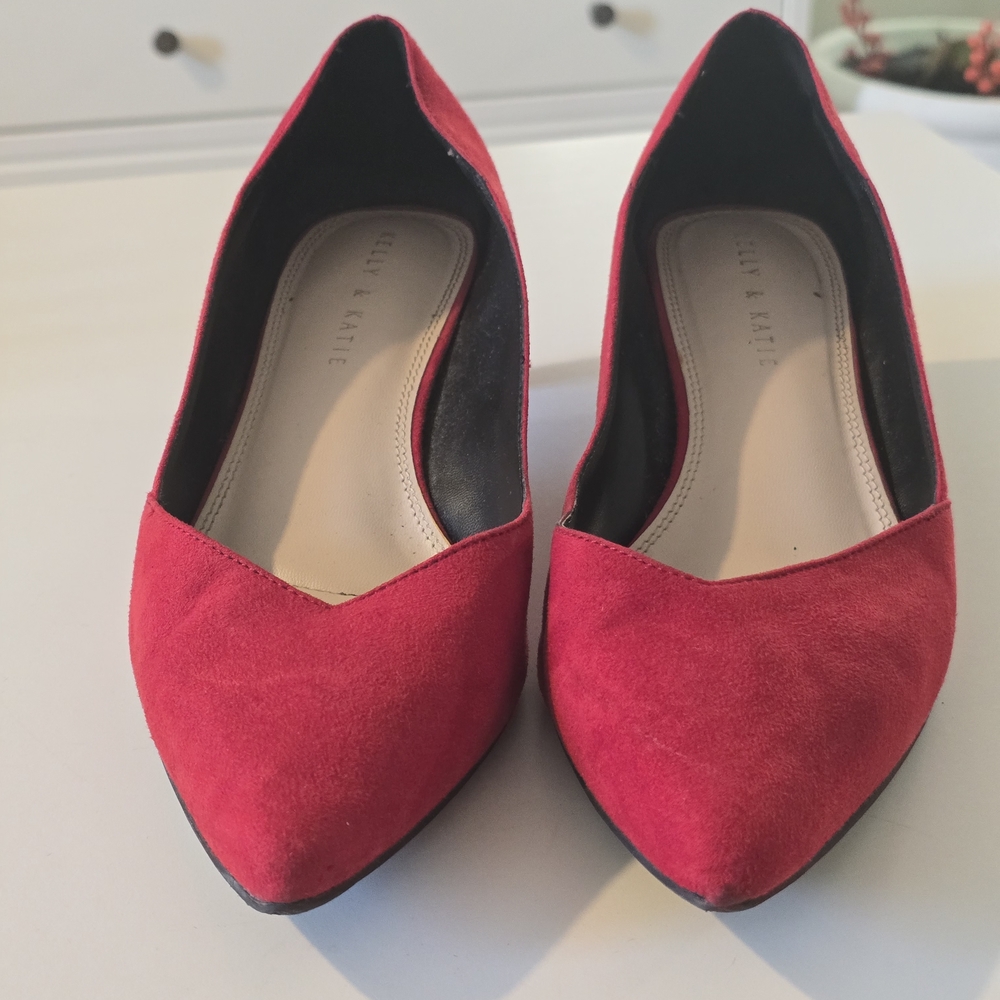 Kelly & Katie Red Kitten Heel Shoes - Picture 2 of 7
